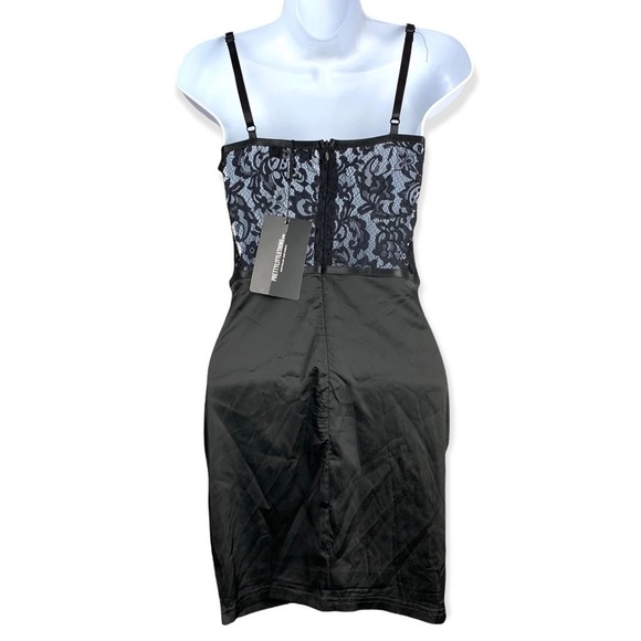 Pretty Little Things Black Lace Bodice Strappy Bodycon Dress - Picture 8 of 10
